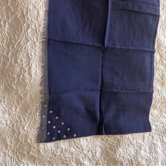 Longchamp Dark Blue Scarf Made in Italy - Picture 6 of 9